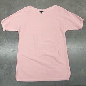 NWOT Talbots Pink Ribbed Knit Straight Neck Top Women's M